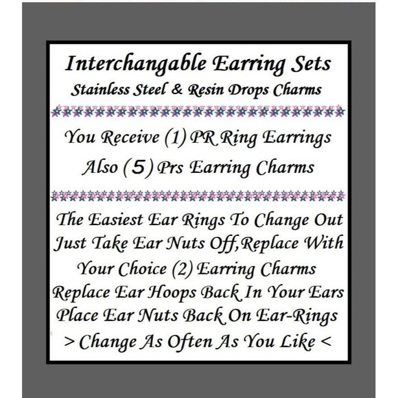 5/$20 Kitty Cat Mouse Interchangeable Charm Earrings-5 Pairs in Set - Picture 4 of 4